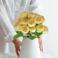thumbnail image 3 of Ramo de Simulación de Flores Artificiales de Peonías con 15 Rosas de Té, Ramo de Celebración de Boda de Peonías Falsas, 3 of 6