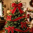 thumbnail image 4 of 1 Roll Christmas Velvet Ribbon, 6cm Wide x 2 Meter Soft Plush Velvet Ribbon with Gold Edge for Christmas Gift Wrapping Wreath Tree Hair Bow DIY Decor, Clearance Crimson Red, 4 of 7