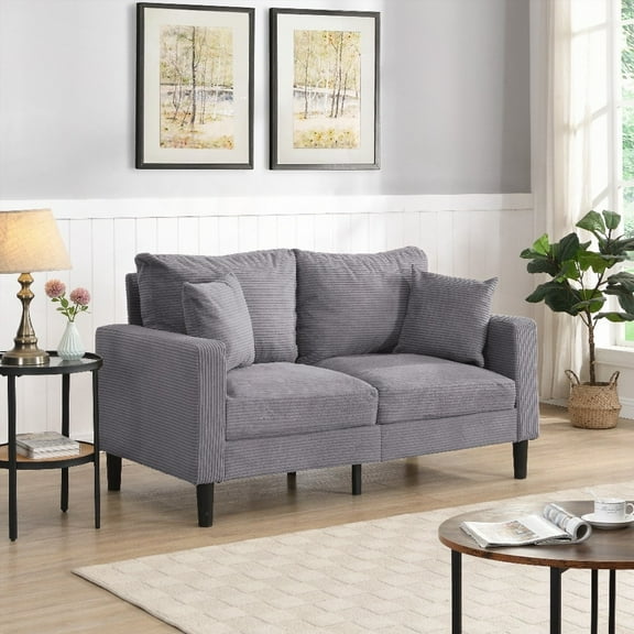 Modern 57" High Resilience Loveseat Sofa with Wooden Frame for Small Spaces