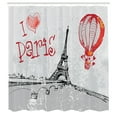 thumbnail image 3 of Ambesonne Love Shower Curtain, Paris Hot Air Balloon, 69"Wx84"L, Red Black Grey, 3 of 5