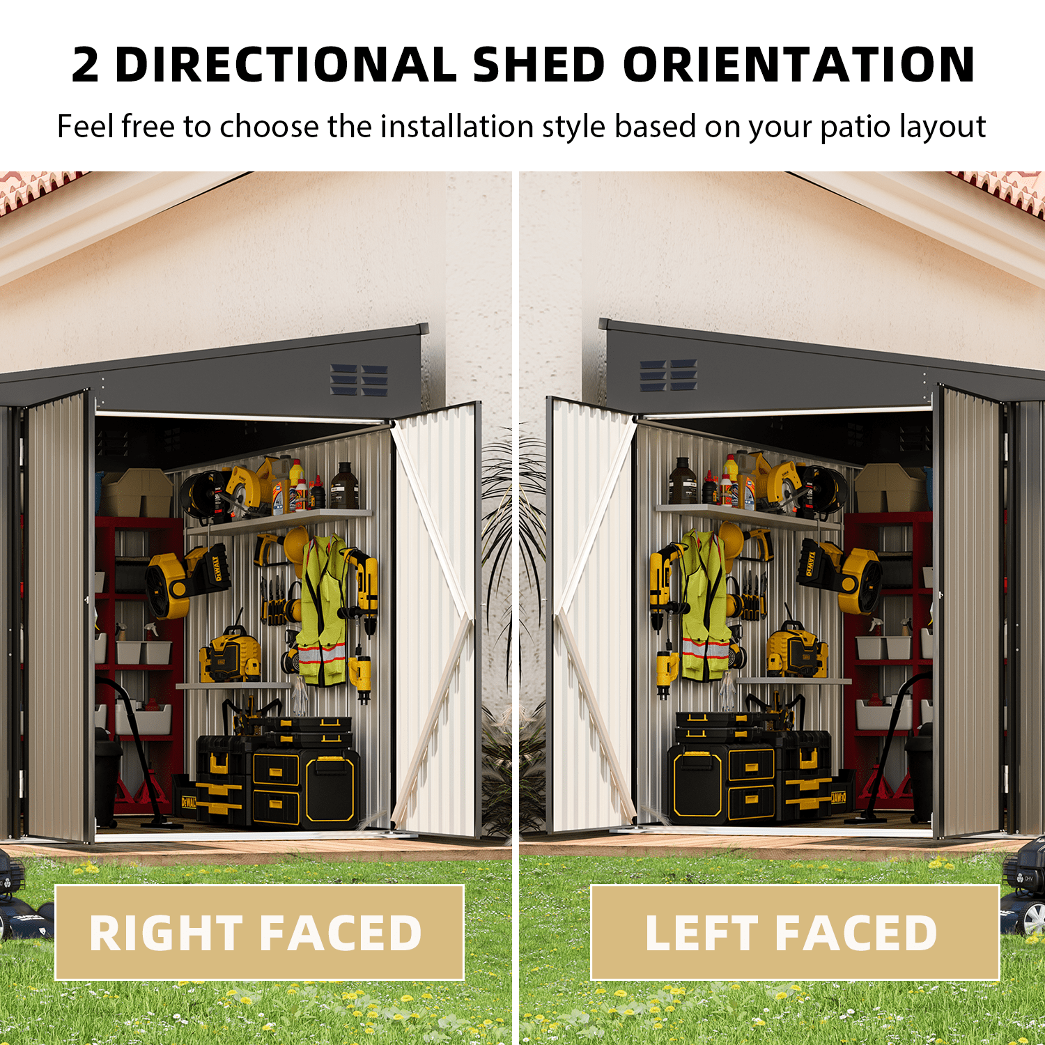 YODOLLA 8' x 10' Outdoor Metal Storage Side Shed with Lockable