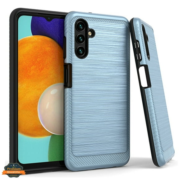 Xpression Case for Samsung Galaxy A13 5G Armor Brushed Texture Rugged Carbon Fiber Design Shockproof Dual Layers Hard PC   TPU Protective Phone Cover [Blue]