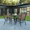 thumbnail image 2 of Flash Furniture Brazos Series 5-Piece Steel Glass Patio Table and Chair Set, Brown, 2 of 10