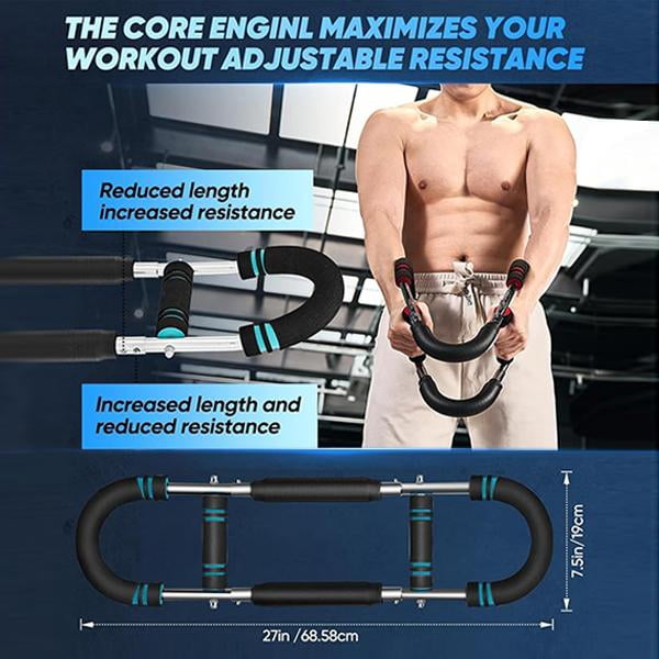 Twister Arm Trainer, Adjustable Power Twister Bar, Chest Shoulder Arm Workout Equipment, Portable Detachable Upper Body Fitness Machine for Home & Gym
