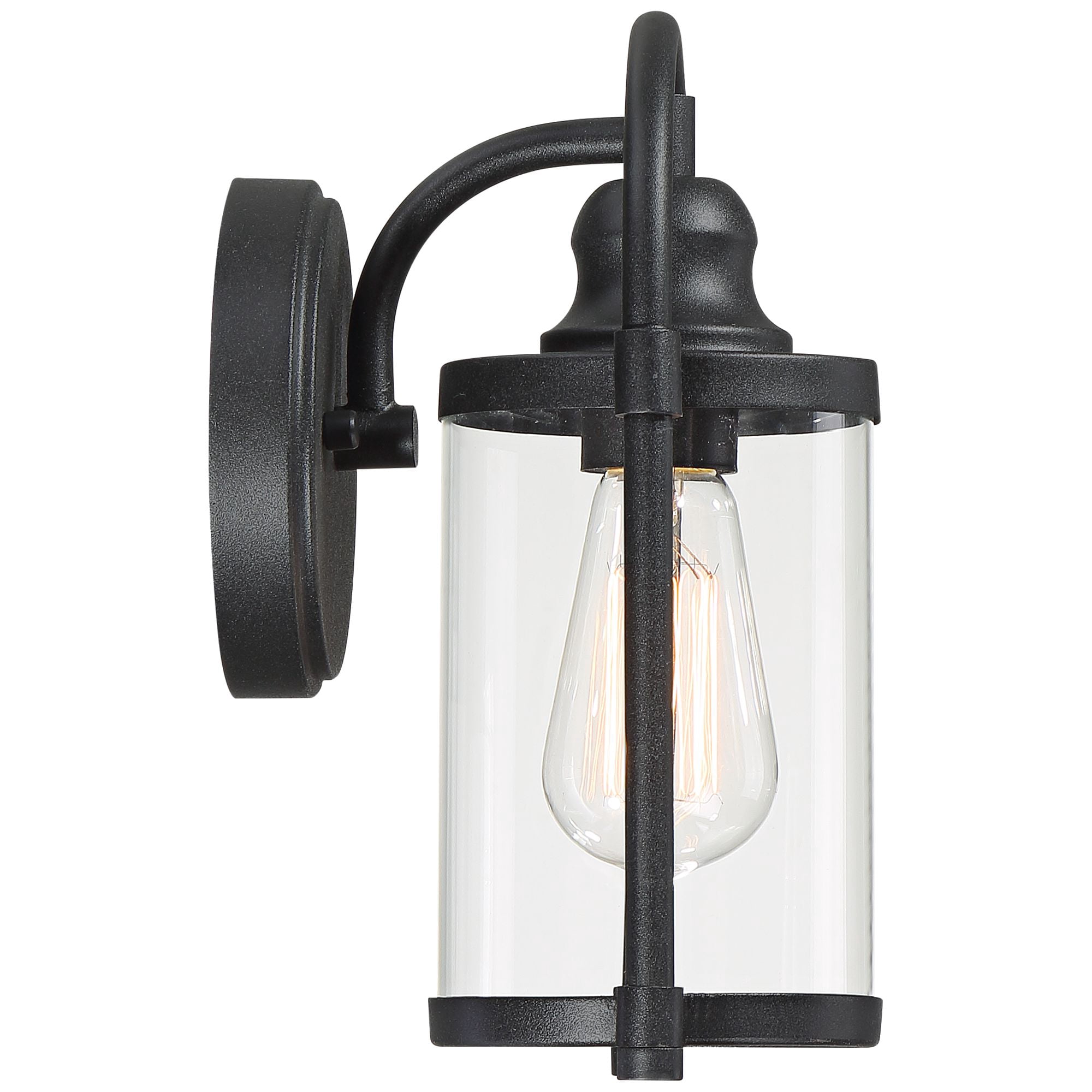 John Timberland Modern Outdoor Wall Light Fixture Black 10 1/4" Cylindrical Glass for Exterior House Porch Patio Deck Entryway