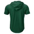 thumbnail image 4 of SWSMCLT Men's Short Sleeve Hoodie Hooded Regular Fit Cotton Tee T Shirt Soft Top Plus Size Summer Lightweight Button Cool Casual Green Medium, 4 of 4