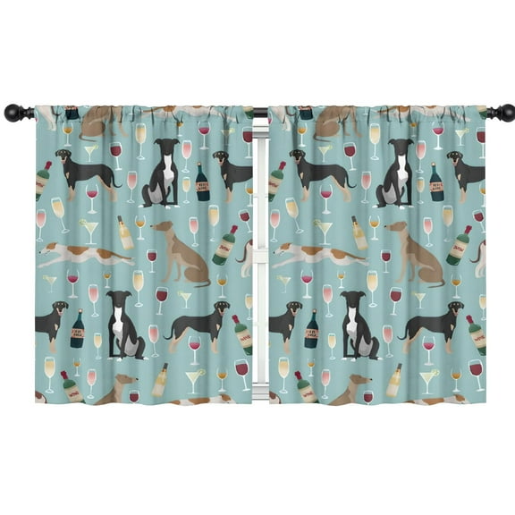 Blackout Kids Curtains,Dogs with Wine and Glasses Childrens Insulated Curtains Set Of 2,Bedroom Essentials,Toddler Room Decor 42x54in(106x137cm)