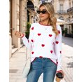 thumbnail image 6 of Cogild Sweaters for Women Heart Pattern Knit Crew Neck Long Sleeve Pullover Sweater, 6 of 10