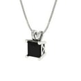 thumbnail image 2 of Clara Pucci 14K White Solid Hypoallergenic Gold 0.5Ct Natural Onyx Princess Cut Solitaire Designer Necklace Pendant For July, 2 of 6