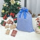 thumbnail image 4 of Bolsa de regalo de Navidad con cordón grande de tela de cuadros | 27,56 x 19,69 in | Saco reutilizable de tela para regalos navideños, caramelos y artículos para fiestas | Colores festivos Negro, 4 of 6
