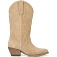 thumbnail image 3 of Sam Edelman Fuller Sand Suede Stacked Heel Pointed Toe Pull On Western Boots (Sand Suede, 10.5), 3 of 7