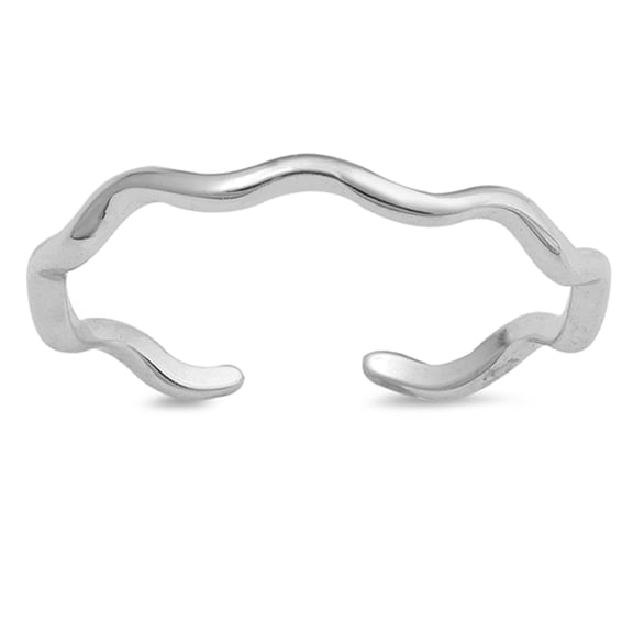 Sterling Silver Wavy Toe Ring High Polish Adjustable Midi Band 925 New Jewelry Female Unisex