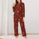 thumbnail image 2 of Balery Tomatoes And Chili Conjunto de Pijama con Estampado para Mujer, Conjunto de Dos Piezas con Manga Larga, Ropa de Dormir Suave con Bolsillos, Pijamas Cómodos-Medium, 2 of 7