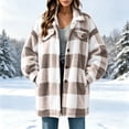 thumbnail image 2 of Womens Fleece Jacket Button Down Plaid Flannel Outerwear with Pockets Collar Warm Coat for Winter Weekend Wear Casual Fall Winter Outerwear, 2 of 9