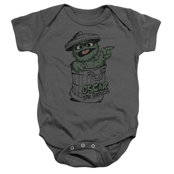 Sesame Street Early Grouch Infant Snapsuit Romper Charcoal 12Mos
