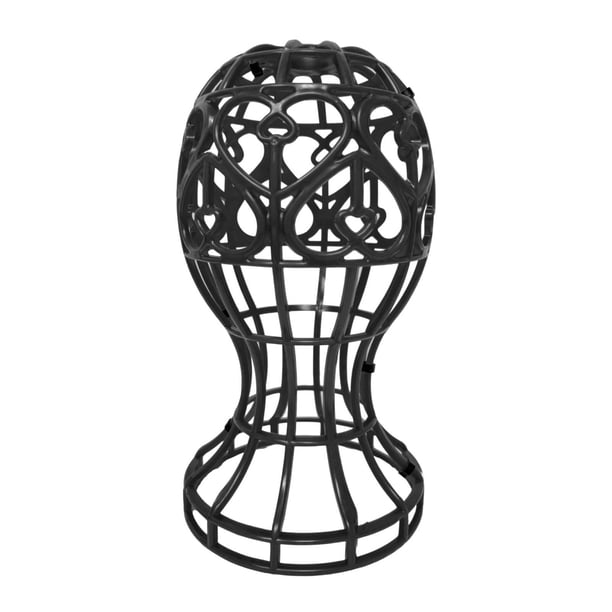 Soporte para cabeza de peluca, soporte para peluca corta y sombrero, portátil, multifunción, para exhibición de pelucas Negro gris