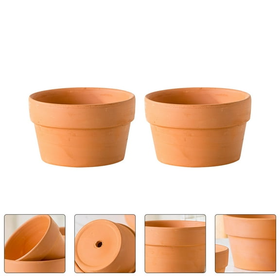GOOHOCHY 2 Pcs Terracotta Flower Pot Pots with Drainage Bonsai Clay Man