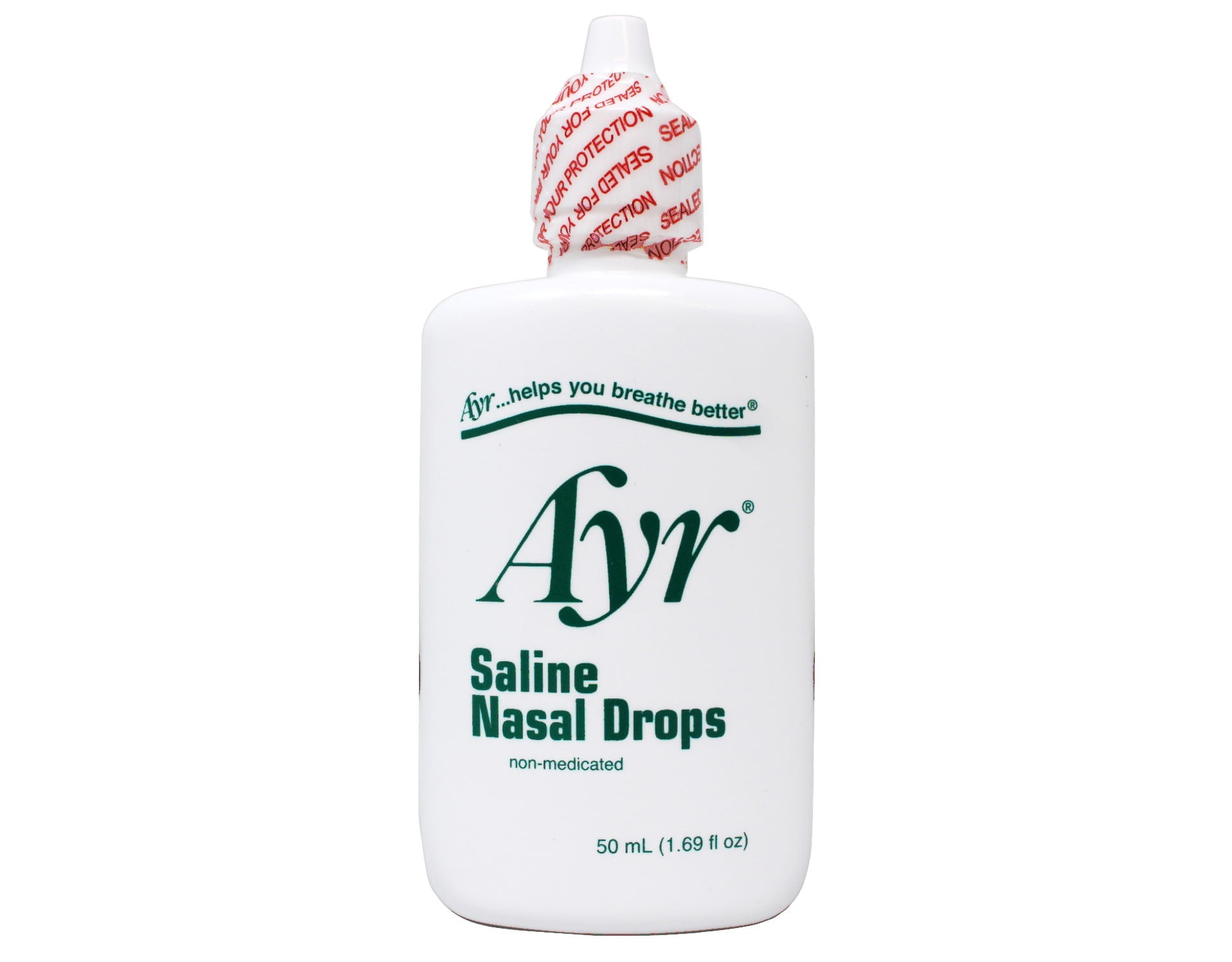 (3 pack) Ayr Saline Nasal Drops, Cold/Flu, Allergy, Dry Nasal Passages Relief, Moisturizes & Soothes Dry Stuffy Noses, 1.69 fl oz