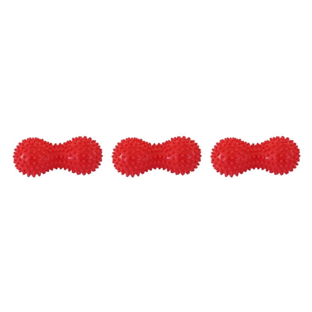 bedienty Peanut Spiky Massage Ball Trigger Point Foot Roller Relief Pain Muscle for Relax red 3Set