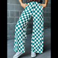 thumbnail image 4 of Pantalones Casuales A Cuadros para Mujer, Cintura Elástica, Cómodos, Holgados, de Pierna y con Bolsillos Verde Pavo Real XL, 4 of 7