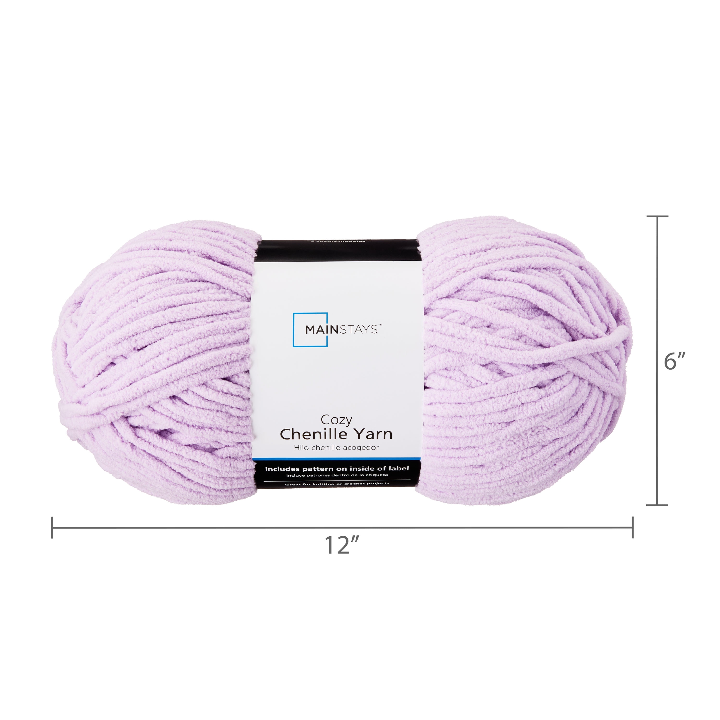 Mainstays Cozy Chenille, Bulky, 100% Polyester, Yarn, Lilac, 220 yd, Pack of 4