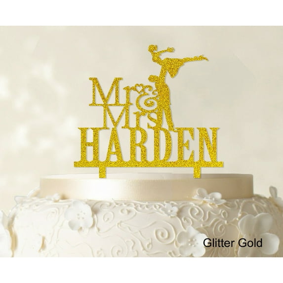 "Personalized Mr & Mrs Couple Cake Topper Personalized Glitter Cake Topper Color Option Available 5""-7"" Inches Wide"