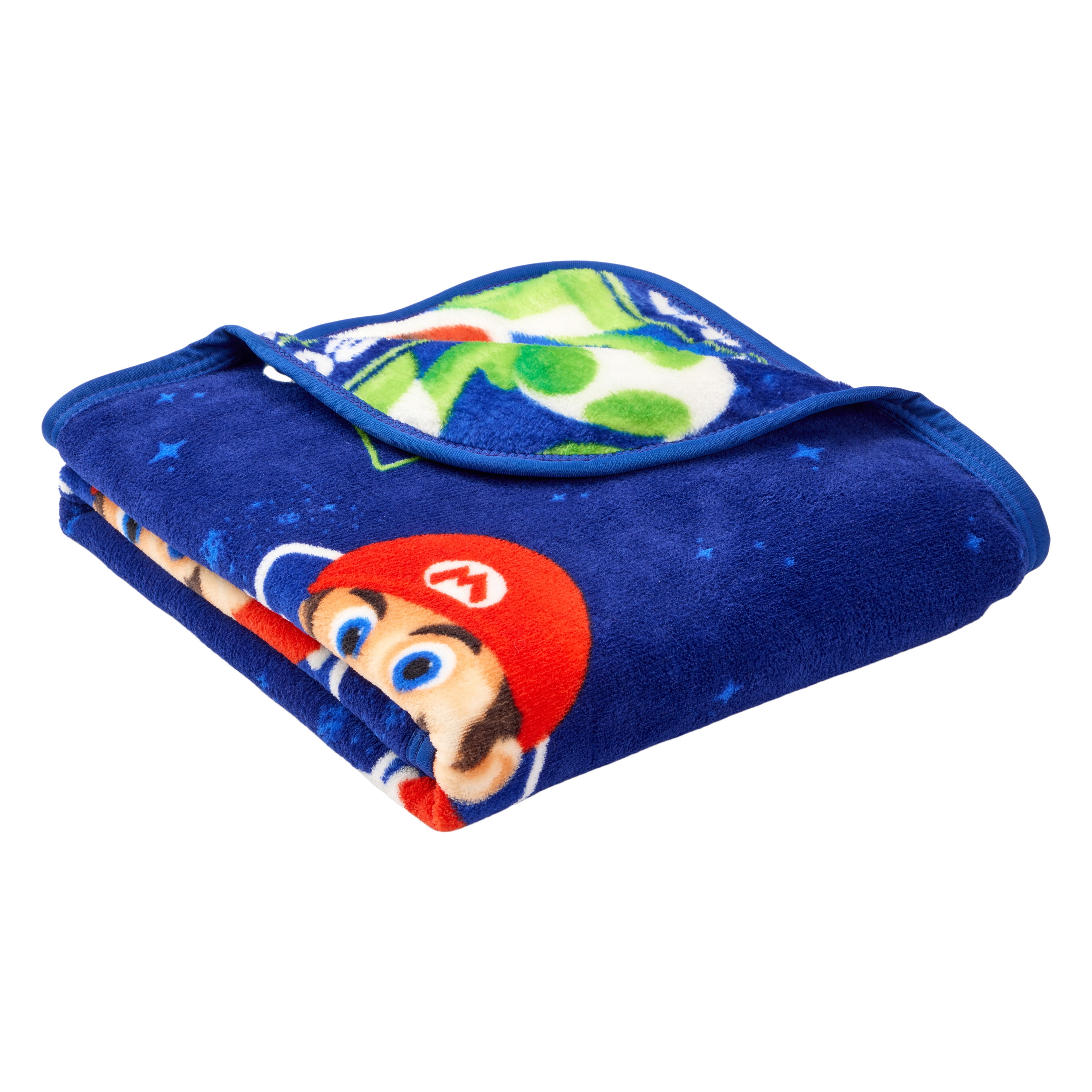 Super Mario Galaxy Movie Kids Blue Print Fleece Throw Blanket, 46 x 60
