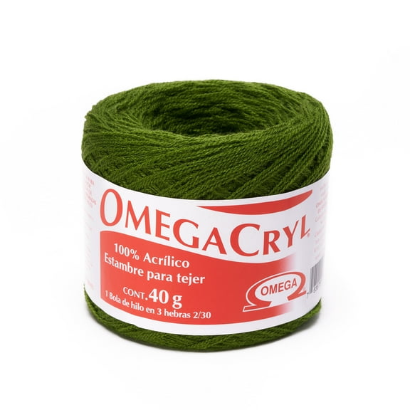 OMEGACRYL [40grs] by Omega - 3 - Thread Yarn ideal for embroidery, knitting and crafts - Color 26 - Olive 24