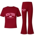 thumbnail image 4 of Teen Outfits 2 Piece Girls Set Kids Short Sleeve Graphic Tee Shirt & Casual Flared Pants, 4 of 4