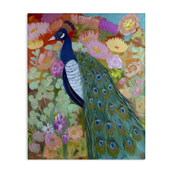 Stupell Industries Bundle of Florals & Peacock Animals Painting Wrapped Canvas Canvas Art Print Wall Art, 16 x 20