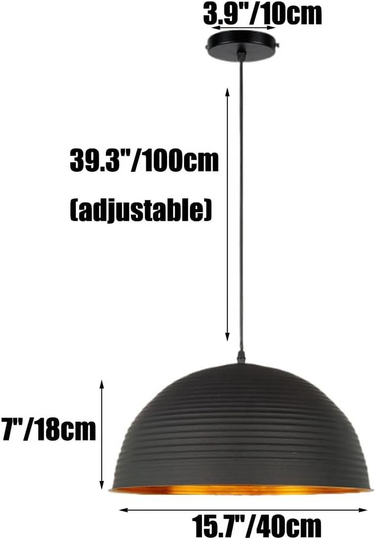 Simple Semicircle Metal Pendant Lamp for Dining Room, Retro Industrial Style Dome Pendant Light Fixture for Kitchen Island, Vintage Rustic Farmhouse Pendant Lighting for Bedroom