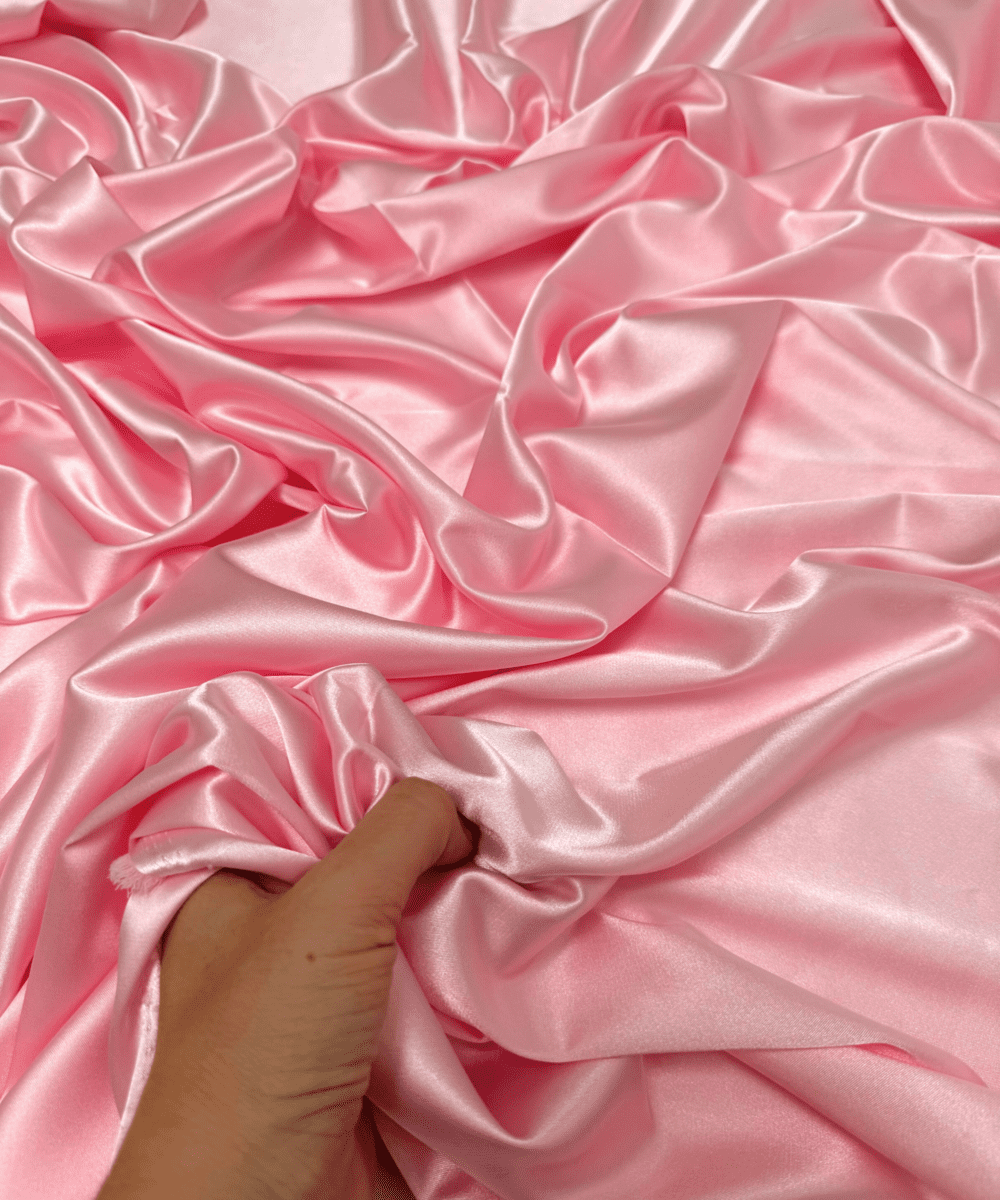 Silky Stretch Satin Fabric by Yard 60" Inch Wide - Charmeuse Satin Fabric for Gowns, Weddings Decor, Table Sheets, DIY Crafts, Sewing (Baby Pink, 1 Yard)