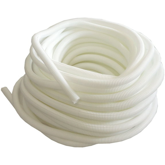 Absolute SLT14-100WH 100' 1/4" 5mm white split wire loom conduit polyethylene corrugated tubing sleeve tube