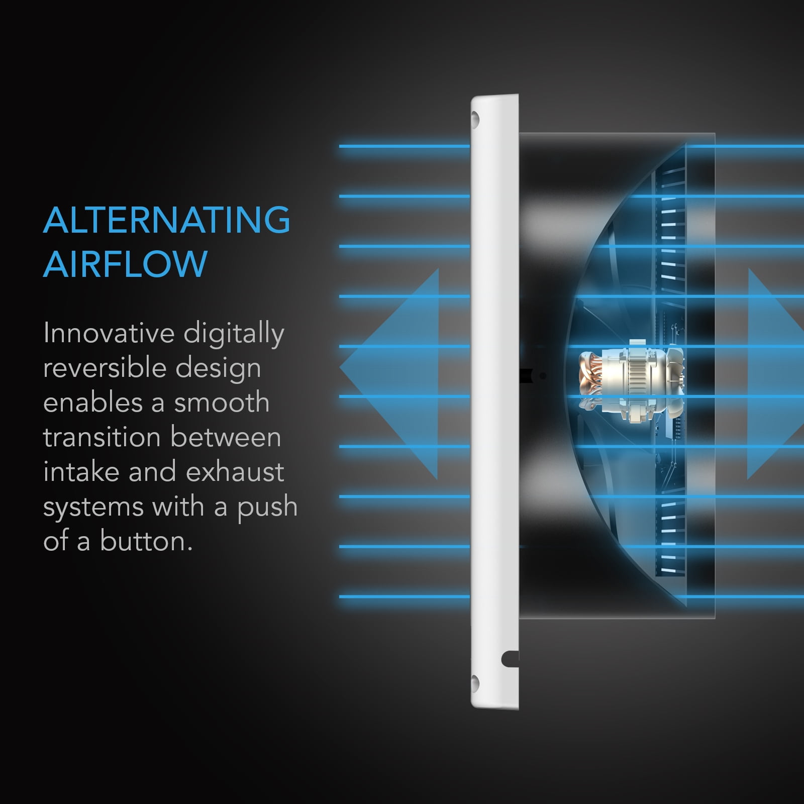AC Infinity Room to Room Fan 8”, Two-Way Reversible Airflow Through-the-Wall Fan with Temperature Controller, Quiet Precise 10-Level Speeds for In-Wall Kitchen, Laundry Room, and Workshops