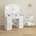 thumbnail image 2 of HOMCOM Vanity Desk with Lighted Mirror Makeup Vanity with 7 Drawers White, 2 of 9