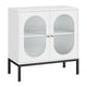 thumbnail image 2 of Aparador de Madera – Moderno con Puertas de Vidrio y Estantes – Gabinete Buffet Auxiliar – Entrada, Salón, Comedor o Cocina – Organización Ideal - Blanco, vidrio Changhong, 2 of 8
