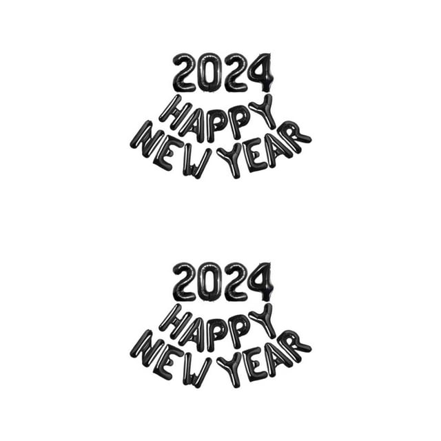 Youkk Non-toxic And Odorless Happy New Year Balloon Safe For Everyone To Enjoy Black 2Set