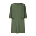 thumbnail image 3 of Gspmoly Robes d'Été pour Femmes 2025, Robe Décontractée Unie pour Femme avec Poches à Manches Mi-Longues et Col Rond, Robes de Travail pour Femmes Économies d'Été Liquidation, 3 of 5