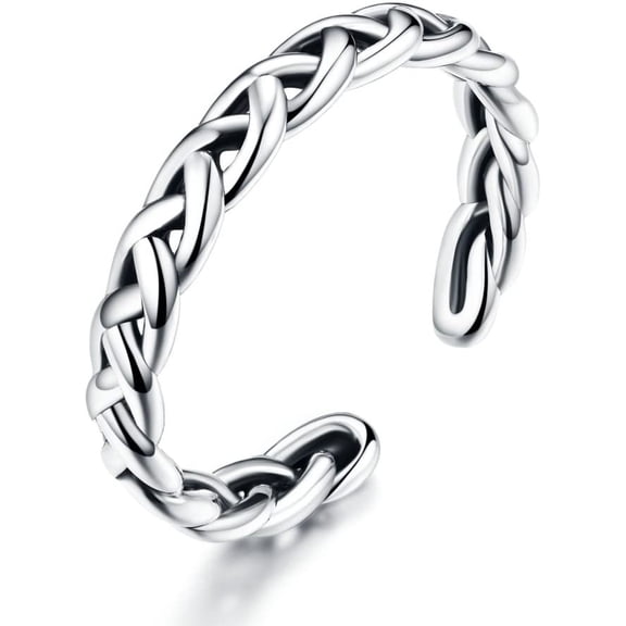 Braided Celtic Love Knot Open Statement Rings Sterling Silver 925 Adjustable Twisted Ring Antique Vintage Eternity Promise Stacking Ring Finger Band for Women