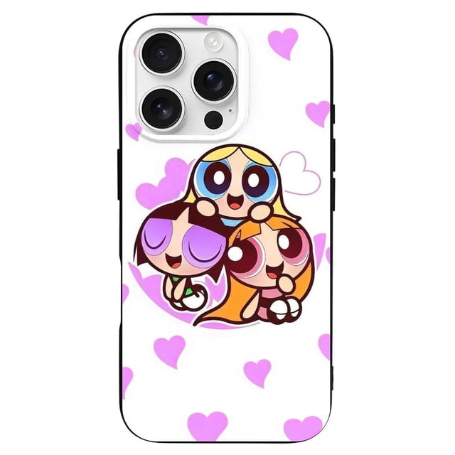 Funda de TPU de Las Chicas Superpoderosas para iPhone 16 Pro: ultrafina, a prueba de golpes, antiamarilleo, resistente a arañazos, compatible con carga inalámbrica, agarre mejorado, estilo negro.
