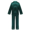 thumbnail image 3 of Aislor Kids Girls Boys Sleepwear Suit Silk Lapel Long Sleeve Pocket Button Top with Pants, 3 of 7