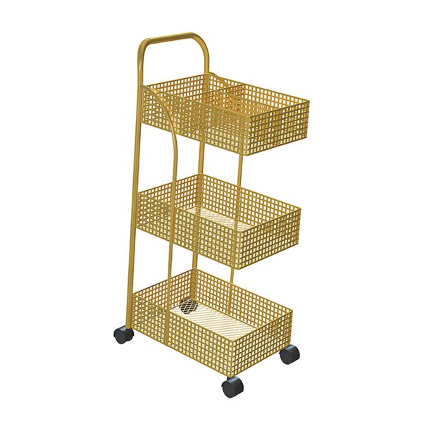 Carrito de Almacenamiento de 3 Niveles, Cestas de Malla, Carro Rodante para El Hogar, Dormitorio, Garaje, Baño Dorado mayimx carro rodante