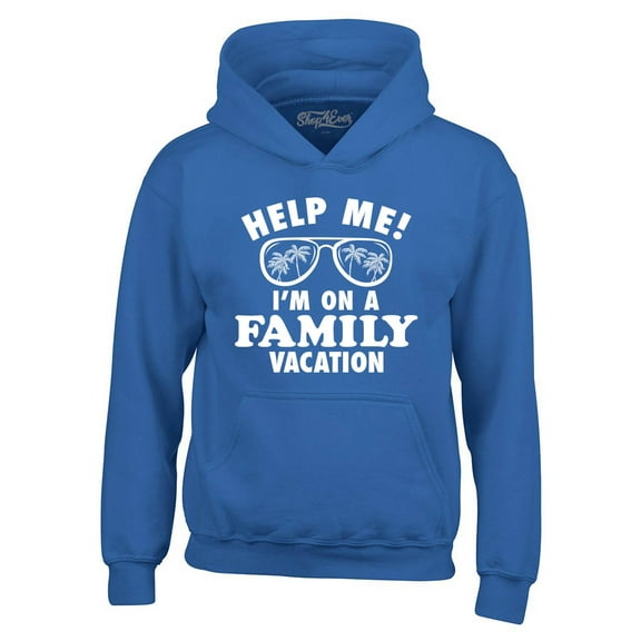 Shop4Ever Men's Help Me! I'm On A Family Vaction Funny Hooded Sweatshirt Hoodie Medium Royal Blue