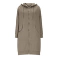 thumbnail image 5 of Long Hoodies for Women Long Raglan Sleeve Oversized Zip Up Hooded Sweatshirt with Pockets Hoodie Dress Jacket Coat, 5 of 6