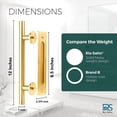 thumbnail image 4 of Rio Salto 12-Inch Gold Barn Door Handle Kit Closet Door Handle Solid Aluminum Brass Finish Pull Handle Flush Handles Hardware Large Sliding Door Handles 1-Door Gold - 1Pack, 4 of 8