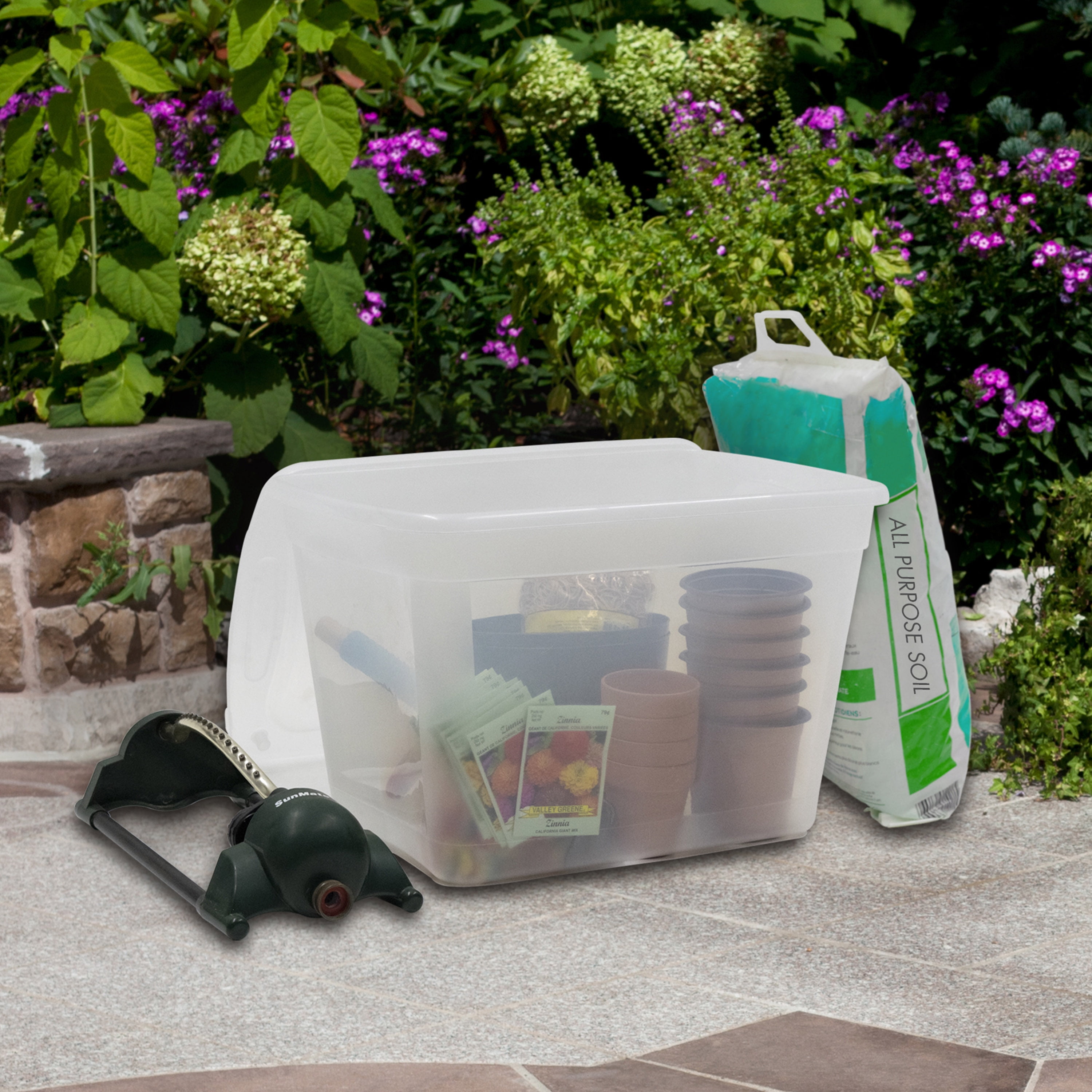 Gracious Living 39L Clear Snap Lid Tote