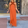 thumbnail image 2 of SMihono Summer Long Dresses for Women 2025 Elegant Criss Cross Halter Neck Backless Wedding Guest Dresses Sexy Maxi Sundress Orange XXXL, 2 of 8