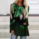 thumbnail image 1 of ICHUANYI Liquidación Mujeres Camisas casuales de manga larga Estampado de plumas Cuello redondo Suéter Tops sueltos ICHUANYI WER202308233994, 1 of 5