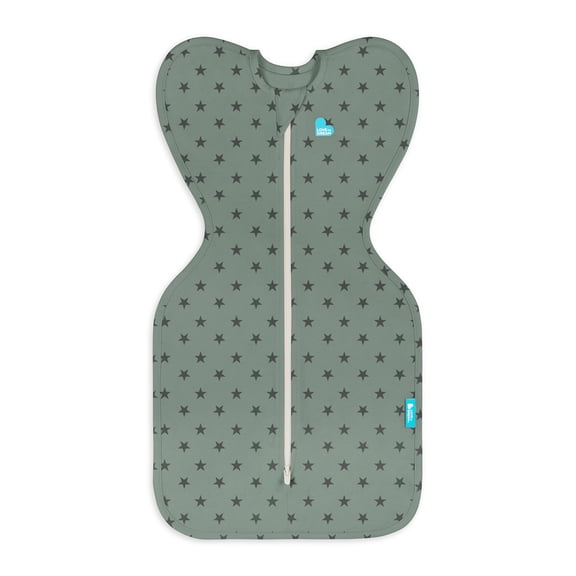 Love To Dream Swaddle Up Original Sleep Sack, 4-Way Stretch, Cotton Blend, 1.0 TOG, Deep Olive Stars, Newborn
