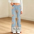 thumbnail image 6 of VIPOIN Girls' Boho Flare Pants Floral Print Vintage Y2K Style Bell Bottom Stretchy Trousers, 6 of 7